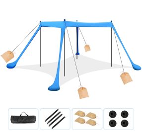 1Pc 5-8 Person Beach Tent Sun Shelter Canopy 10x10x6.6ft With Sandbag Foldable Poles Carry Bag UPF50 For Camping Trip Fishing Picnic Fedex Shippi