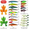 22pcs 58pcs 102pcs Fishing Lure Kits Multi-functional Set Topwater Floating Swimming Lures, Equipped With High Pitch Hook Soft Frogs, Used For Ba