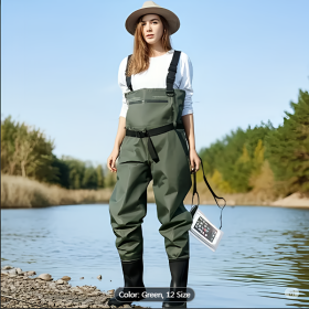 Fishing Waders For Men & Women, Waterproof 2-Ply Nylon PVC Chest Wader With Boots For Outdoor (Option: M8W10)