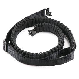 Tactical Paracord Sling Adjustable Paracord Strap Gun Belt Rifle Gun Sling w/ Dual Point 360 Degree Swivel Rotating Latches (Option: GunSlingBlack)
