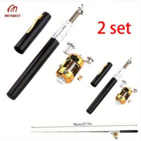 METABEST Premium Aluminum Alloy Pocket-Sized Pen Style Fishing Rod - Compact, Portable, And Ultra-Lightweight For Ice Raft, Bridge, And Travel Fi (Option: W132843552 2pcs)