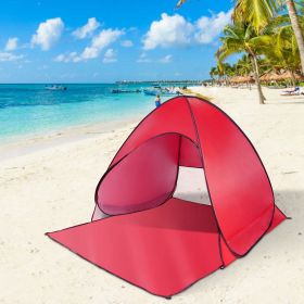 Pop Up Beach Tent Sun Shade Shelter Anti-UV Automatic Waterproof Tent Canopy for 2/3 Man w/ Net Window Storage Bag for Outdoor Beach Camping Fish (Color: Red)
